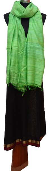 Green Plain Ghicha Silk Dupatta (Design No. D00016)