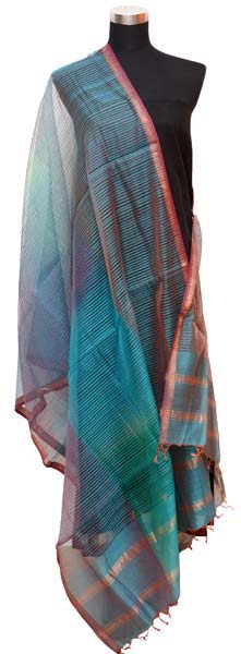 Multi-Shade Maheshwari Silk Dupatta (Design No. D0001)