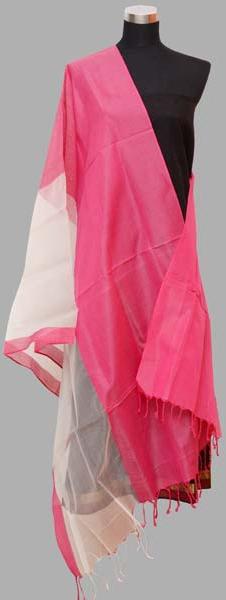 Pink White Organza Maheshwari Silk Dupatta (Design No. D0010)