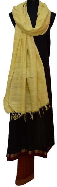 Yellow Plain Ghicha Silk Dupatta (Design No. D0014)