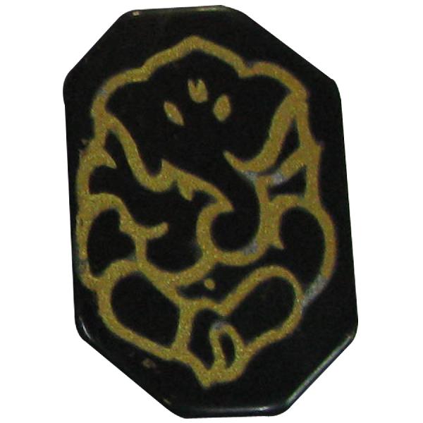 Ganesh Carved on Black Agate Gemstone - A1067