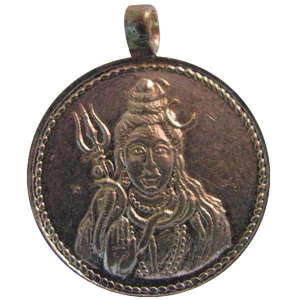 S930878 - Lord Shiva Has A Crescent Moon On His Head Copper Pendant 1inch 5grams