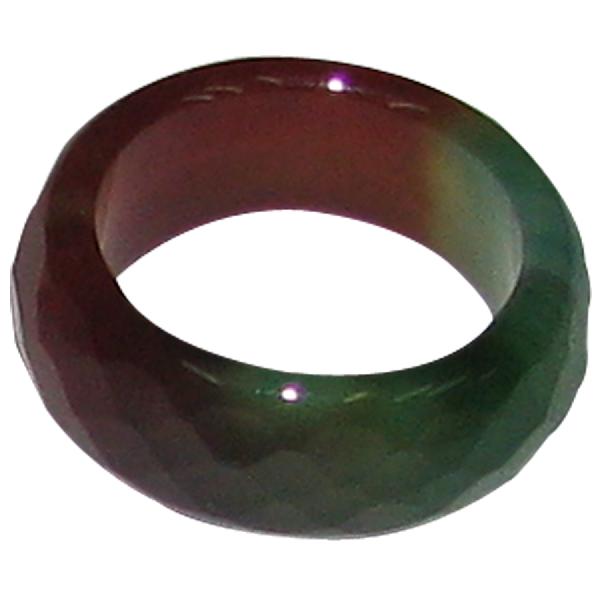 Multi Colour Onyx Chalcedony Natural Gemstone Round Finger Ring - A4482
