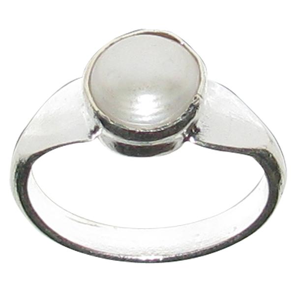 Natural Pearl Moti Ring White Metal Ring - A4478