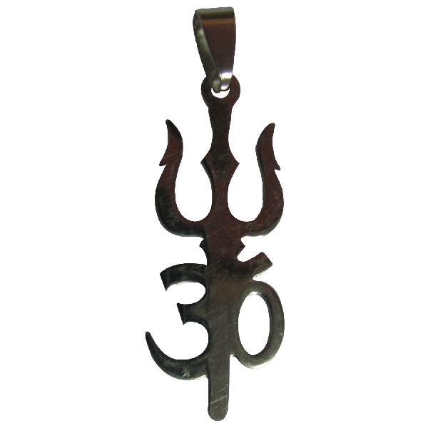 Trishul With Om Metal Pendant - A4420