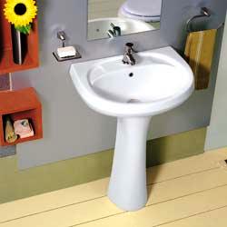 22x16 Pedestal Wash Basin, Color : WHITE