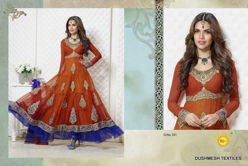 Embroidered Semi Stitched Long Anarkali Suits