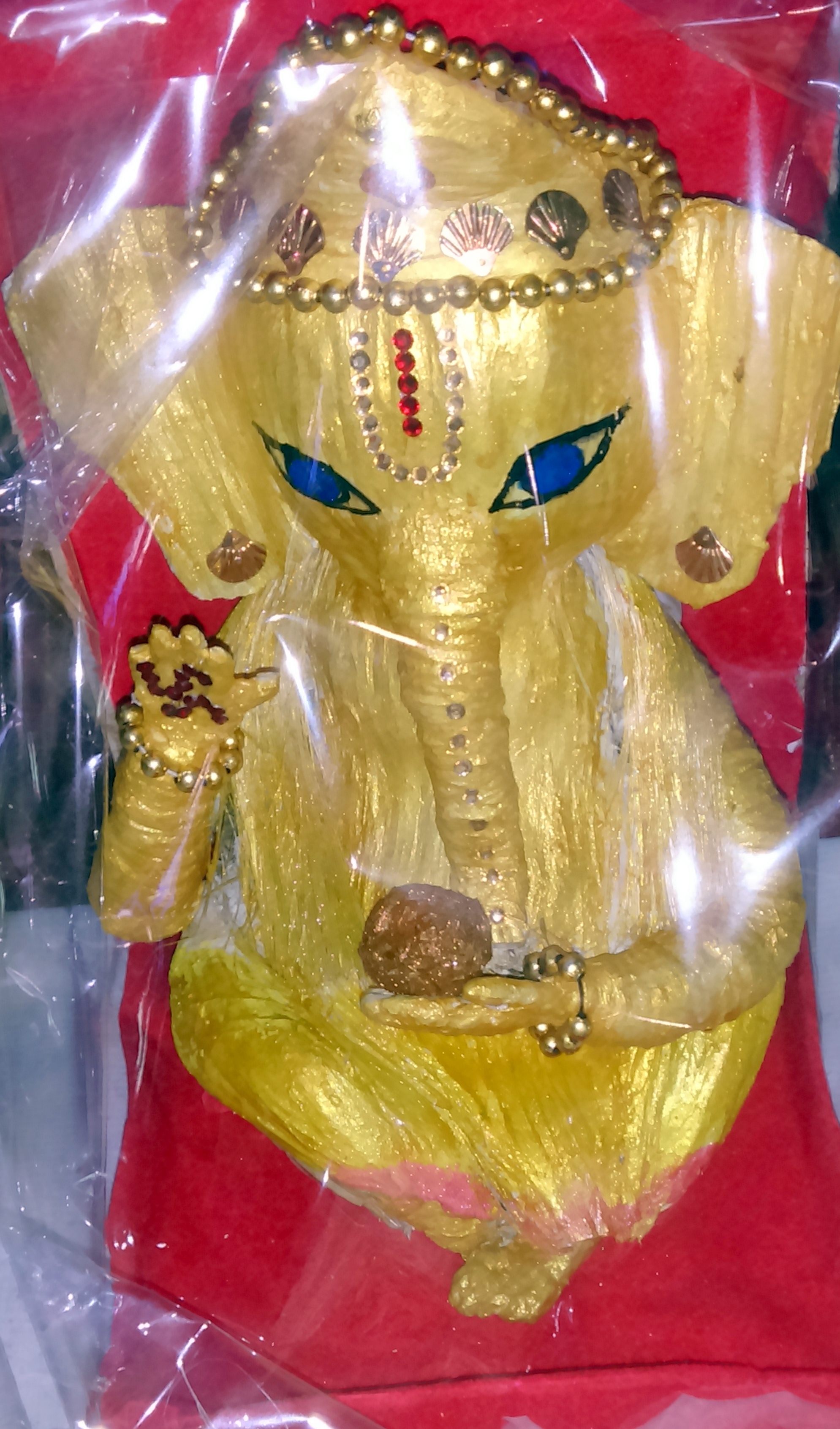 Banana Fiber Made Lord Ganesh Golden Color