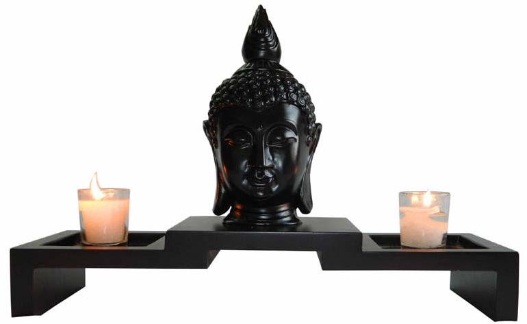 Handicraft Wooden Buddha Statue with Candles