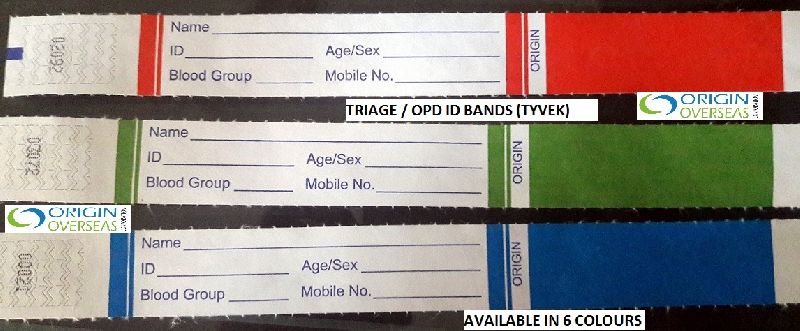 Tyvek Triage Band, Color : Yellow, Blue, Green, Orange, Black, Red