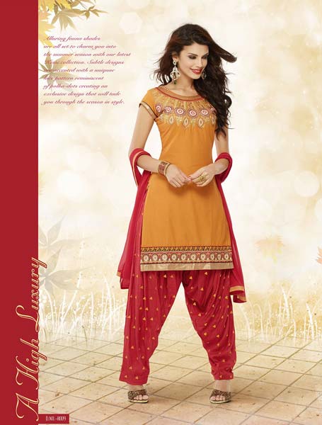 Orange & Red Color Salwar Kameez Suit