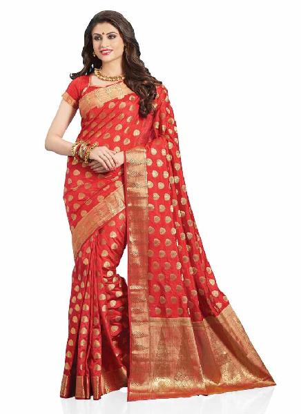 Maroon Colour Art Silk Woven Saree, Age Group : Adult