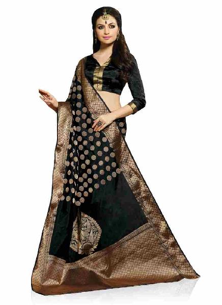 Black Colour Art Silk Woven Saree