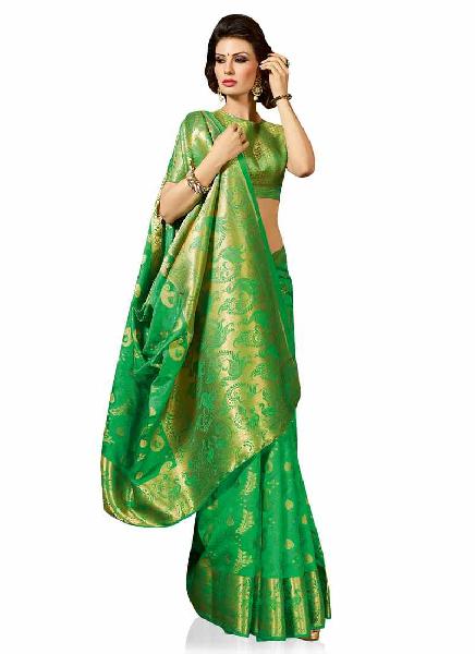 Green Art Tussar Silk Traditional Woven Saree