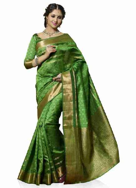 Green Colour Art Tussar Silk Woven Saree