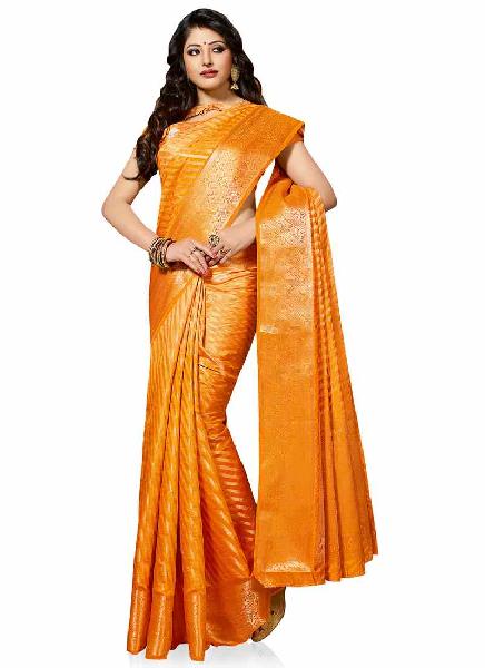 Mustard Art Silk Traditional Woven Saree, Age Group : Adult