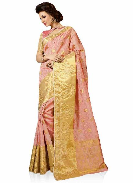 Cream Colour Art Silk Woven Saree