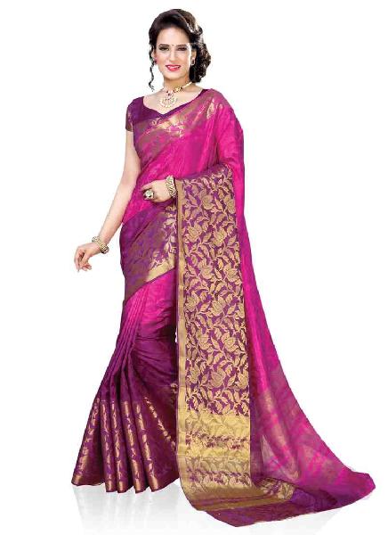 Purple Art Silk Woven Saree, Occasion : Festival, Party Wedding