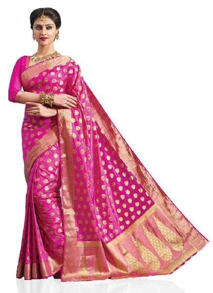 Woven Pink Art Silk Saree