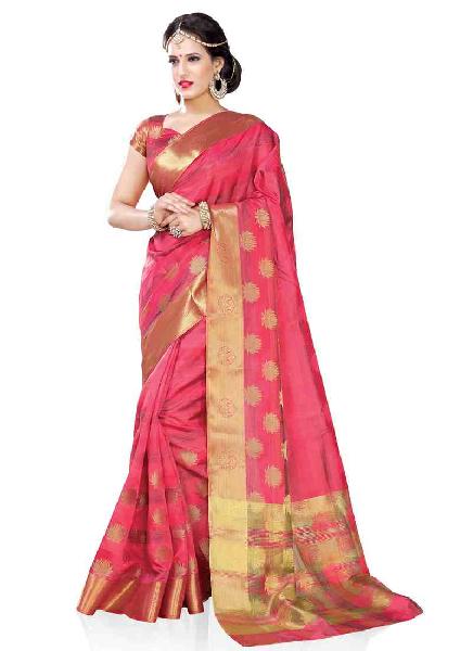 Red Traditional Woven Art Silk Saree, Age Group : Adult