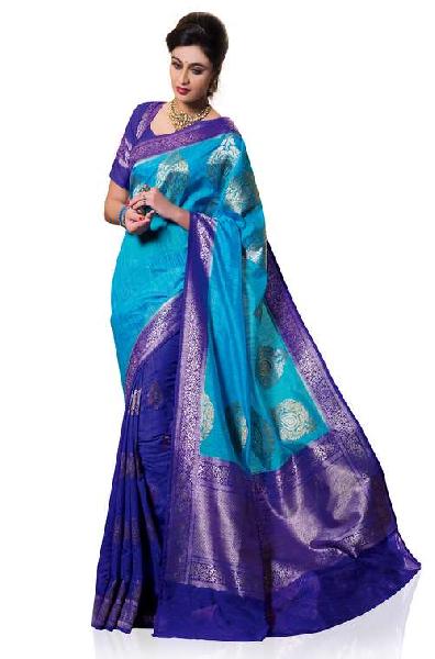 Royal Blue Woven Kanchipuram Spun Silk Saree