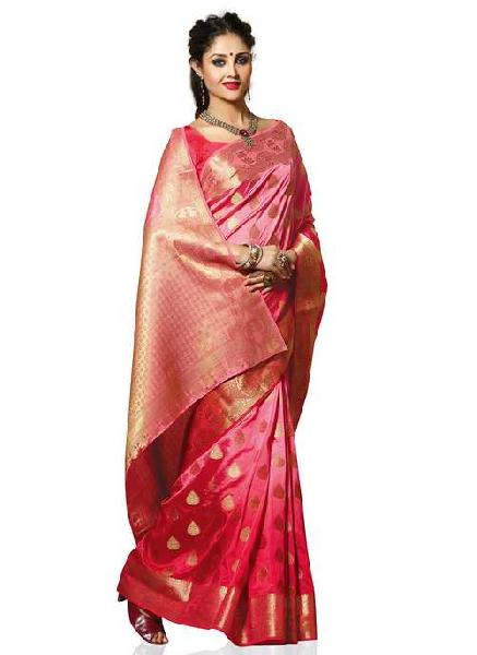 Pink Traditional Art Silk Woven Saree, Age Group : Adult