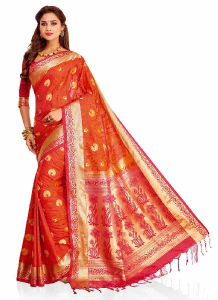 Pink Colour Woven Traditional Art Silk Saree