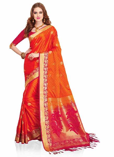 Orange Colour Art Silk Woven Saree