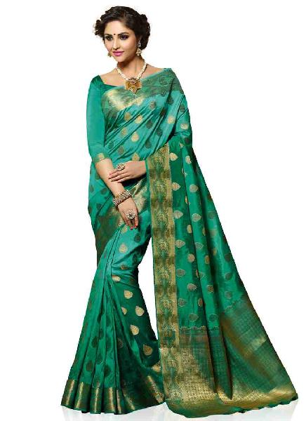 Green Colour Art Silk Woven Saree