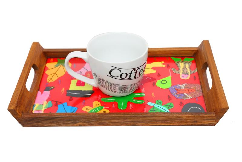 Applique work wooden Tray Large(13 Inch X 8 Inch)