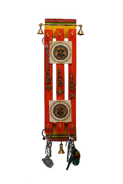 Dhokra and Warli Work Orange Key Ring Holder ( 14 Inches Tall)