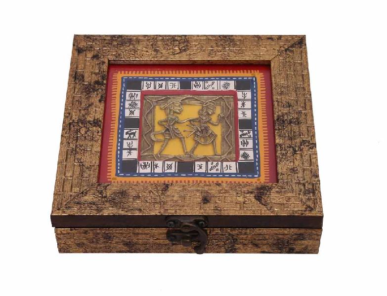Ethnic Handcrafted Golden Dhokra Work Box