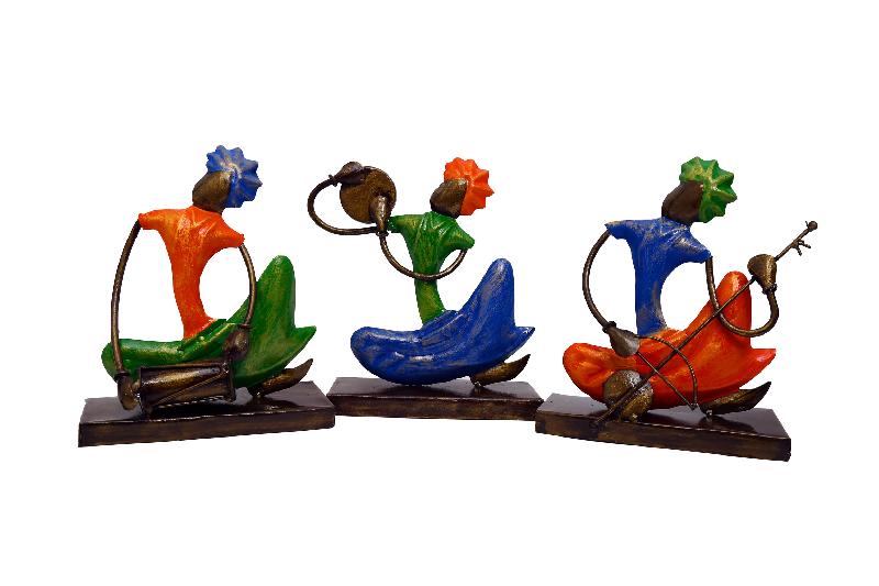Set of 3 Multicoloured Punjabi Lunger Musicians ( 8 Inches Tall)