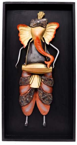 Standing Ganesha Playing Dholak ( In Frame 24 Inch Tall)