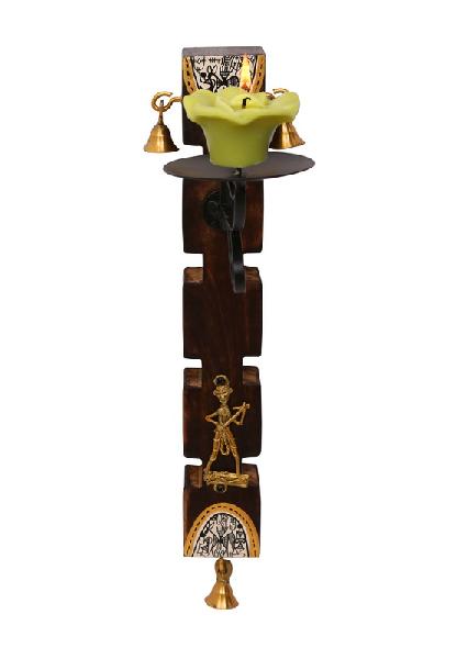 Warli & Dhokra Candle Stand ( 12 Inch )