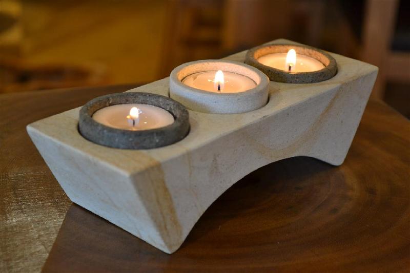 Polished Printed Marble Candle Holders, Technique : Handmade