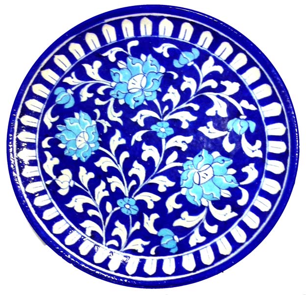 Blue Pottery Decorative Plate, Size : 10 inches diameter