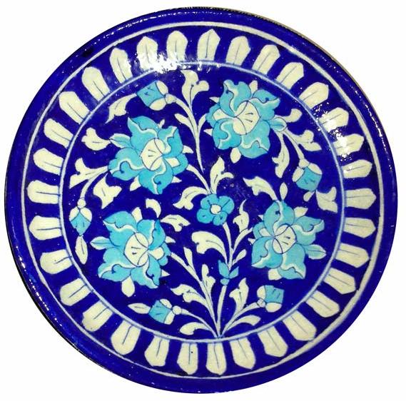 Blue Pottery Decorative Plate, Size : 8 inches diameter