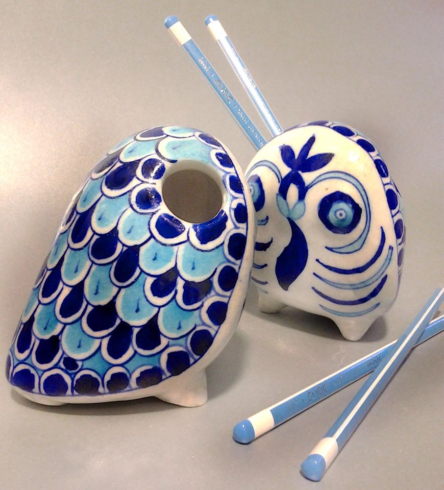 Blue Pottery Pen Holder