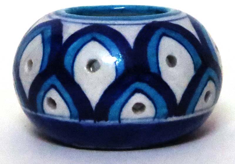 Blue Pottery Tea Light, Size : 2.5 inches high
