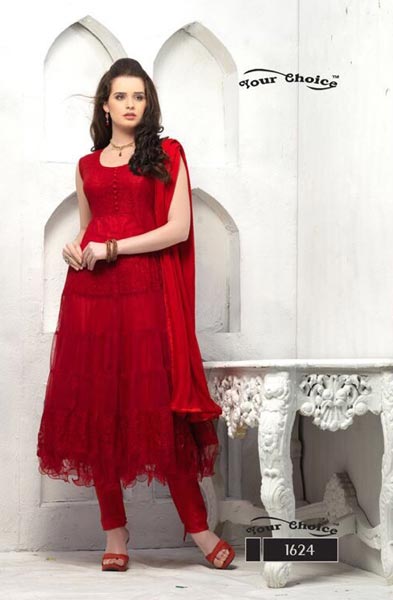 Designer Red Readymade Top Fashion Plus Dress