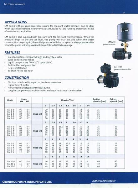 Grundfos Pressure Pumps, INR 44.10 k / by My Chola BUILDING SOLUTIONS from Chennai Tamil Nadu | ID - 1642942