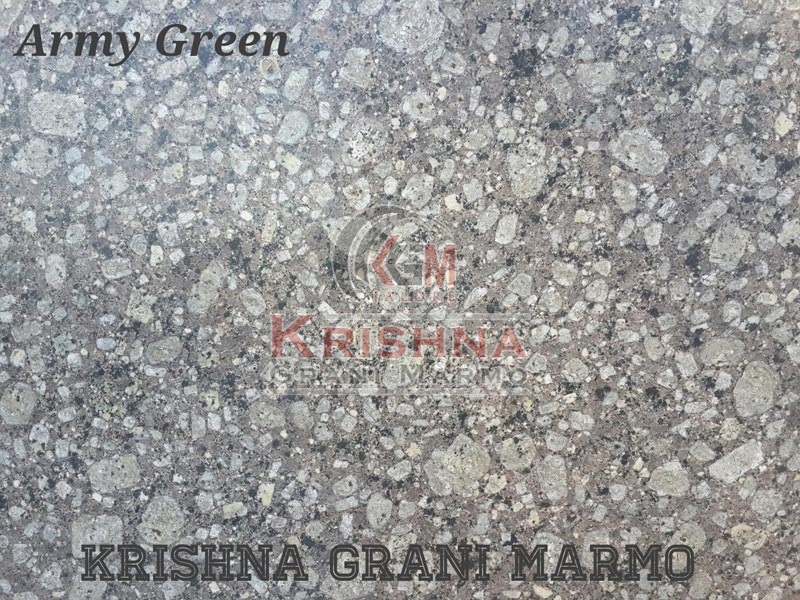 Polished Army Green Granite Stone, for Building, Home, Hotel, Shop, Size : 120 X 240cm, 150 X 240cm