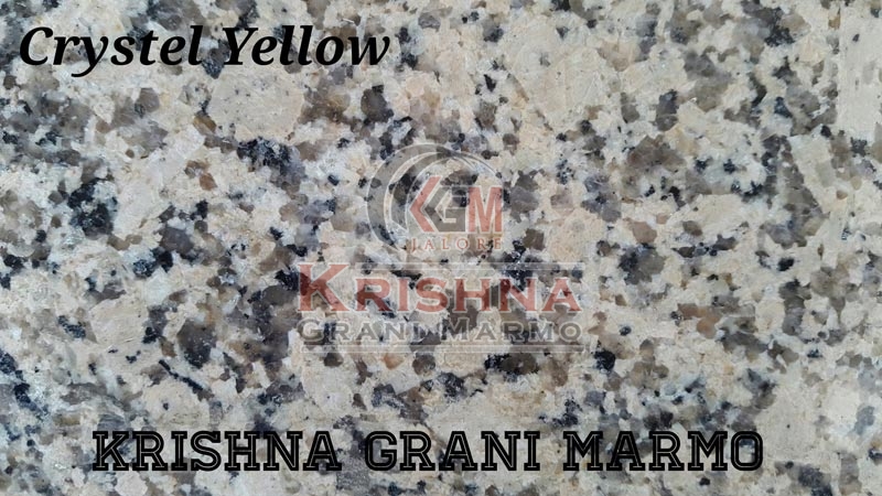 Rectangular Polished Crystel Yellow Granite Stone, for Hotel, Kitchen, Office, Restaurant, Form : Solid