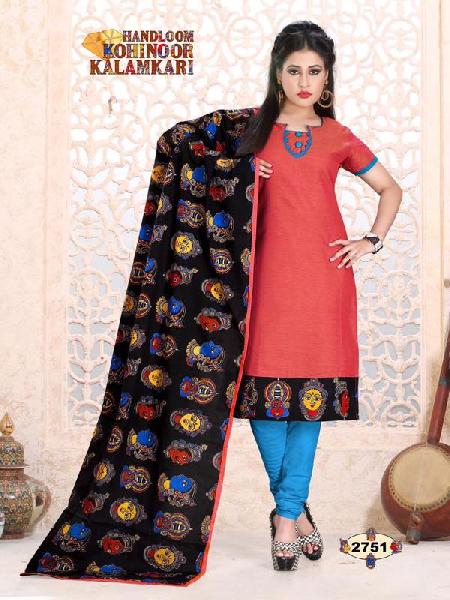 Plain Cotton Handloom Kalamkari Suits, Technics : Attractive Pattern