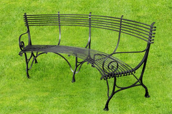 Wrought Iron Bench Curve H4 - H:87 X L:193 X L:47