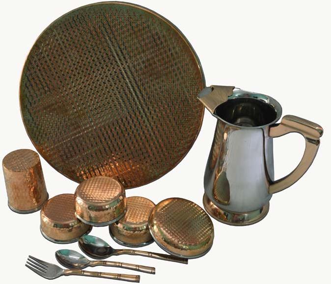 Copper Steel Dinner Set, Color : Brown