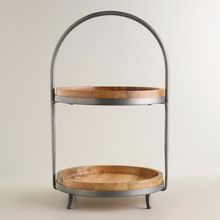 Cake Stand- Made up of Wood and Metal.