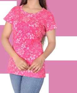 Ladies cotton printed t shirt