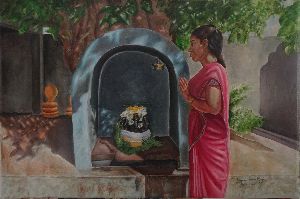 A woman praying to Pillaiyar